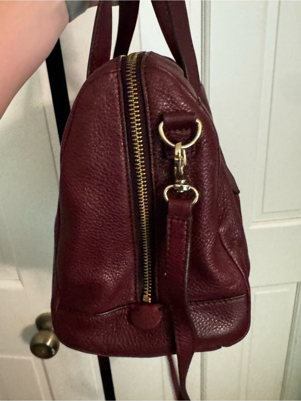 Fossil Deep Burgundy Leather Tote Satchel - Picture 4 of 10